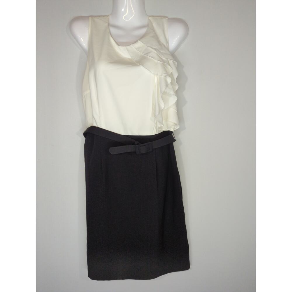 Spense Belted Sheath Black‎ Ivory Sheath Dress Women' 6 NWT Career Office Work